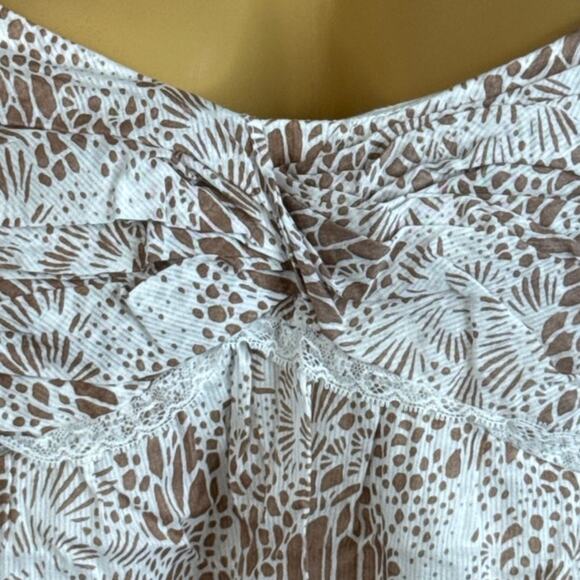 Ann Taylor LOFT Brown White Spaghetti Strap Dress Size 8 - Picture 3 of 12